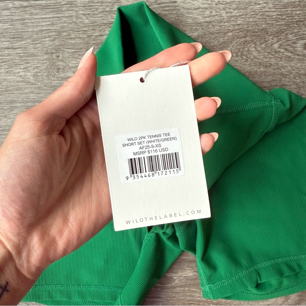 NWT WILO Size Xs + M Ribbed Green Biker Shorts - Picture 8 of 8